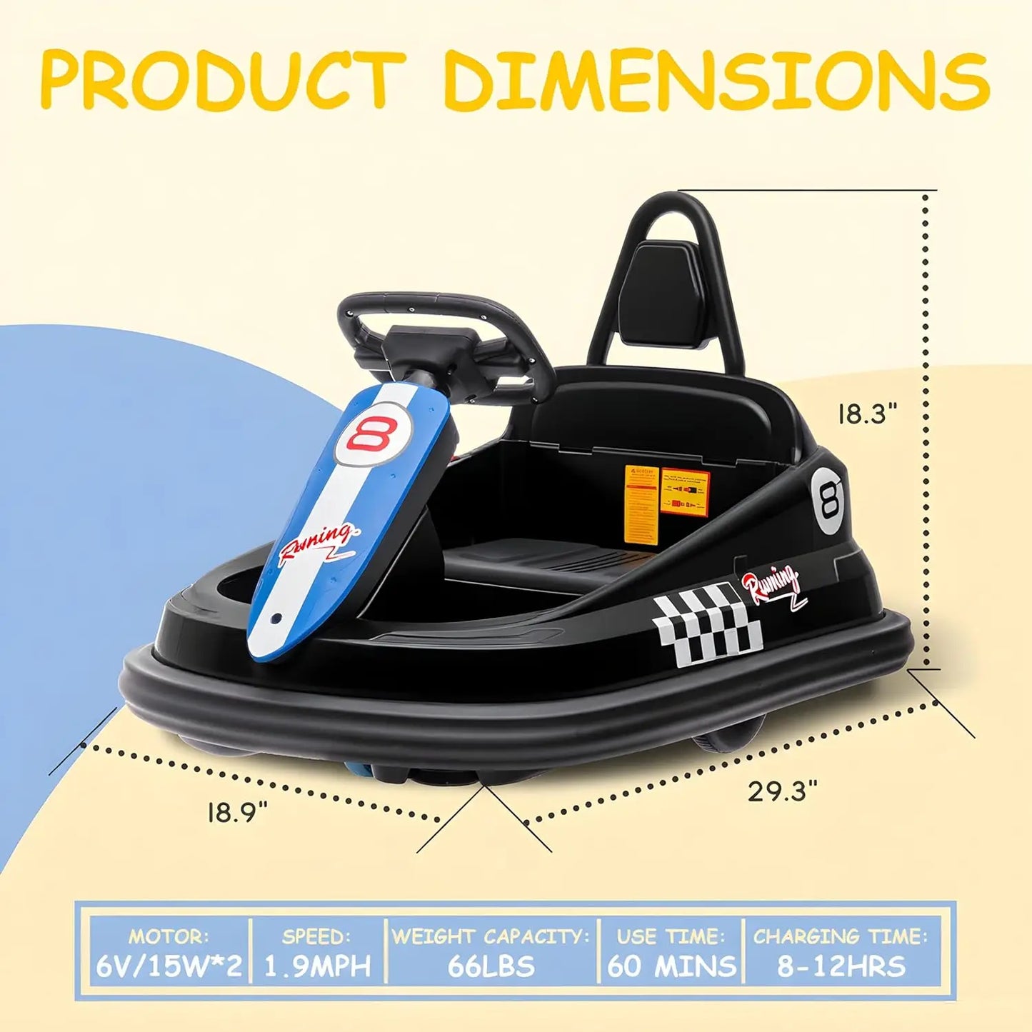 HiMISS 6V Toddler Bumper Car Ride On Toy With Spin