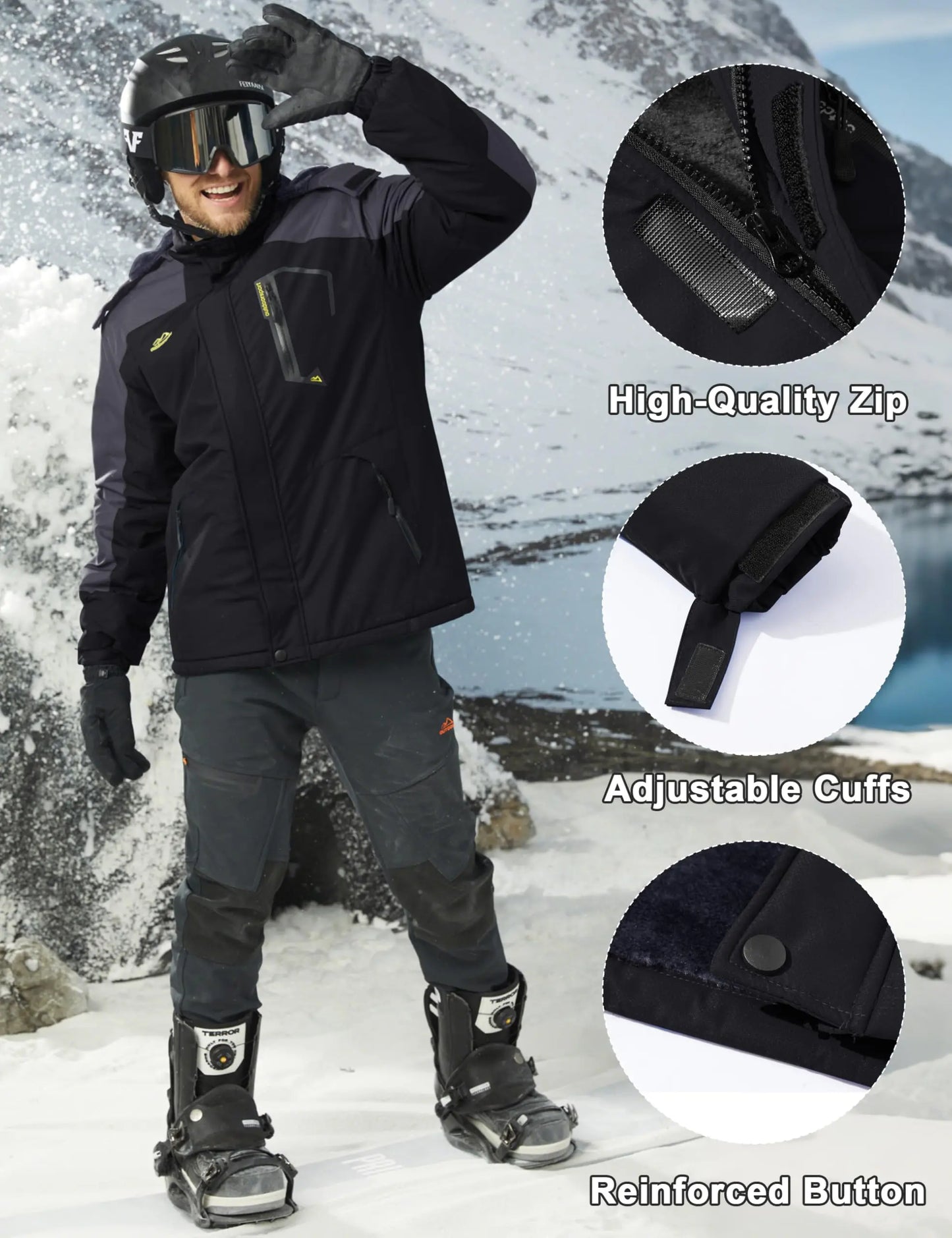 Cavva Men Water Resistant Fleece Lined Winter Ski Jacket