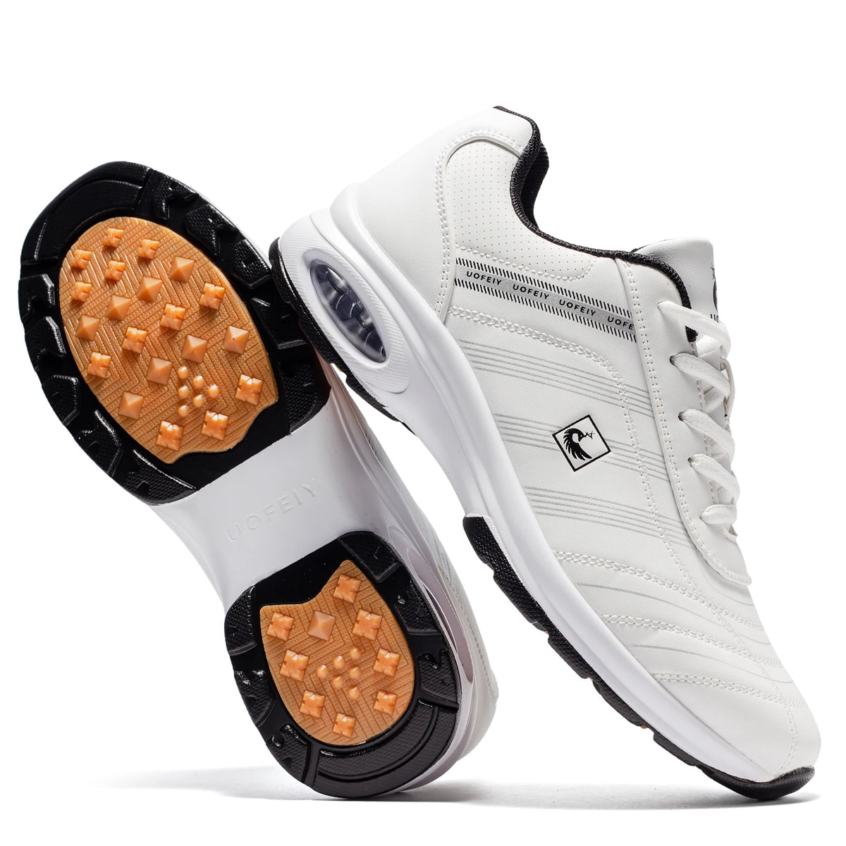 Mens Leather Golf Shoes Breathable Air Cushion Spikeless Athletic Sneakers