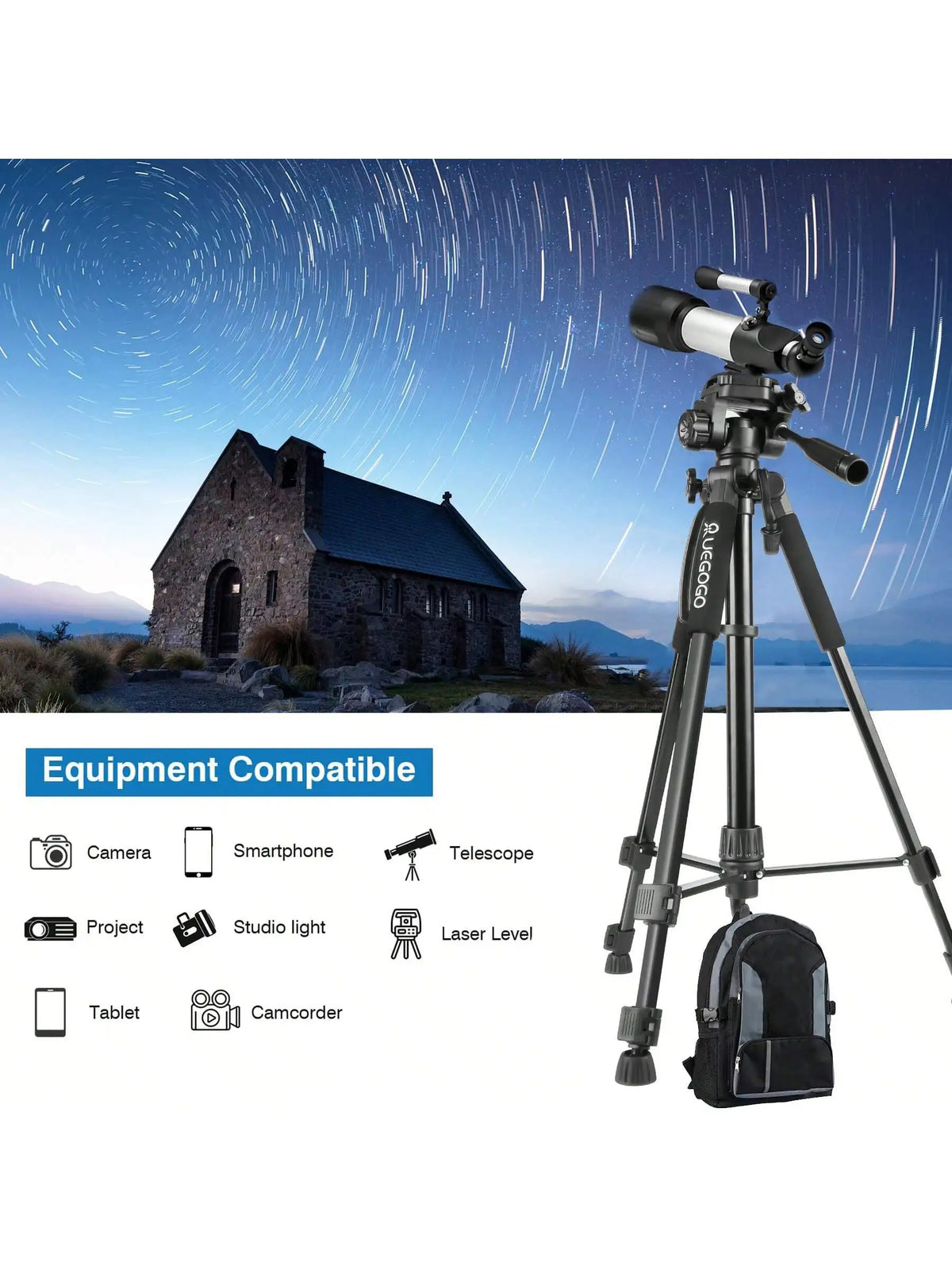 Uegogo Professional Aluminum Camera Tripod Stand For Photography And Video