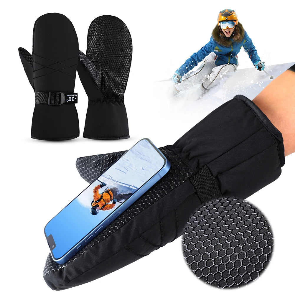 Waterproof Ski Mittens Thermal Snowboard Gloves for Men Women