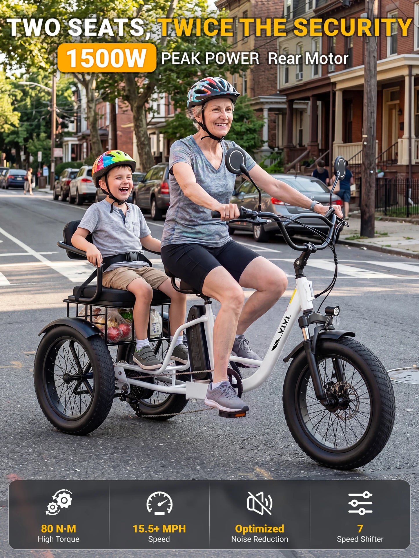 Vivi FAM01 750W Electric Tricycle For Adults With Battery