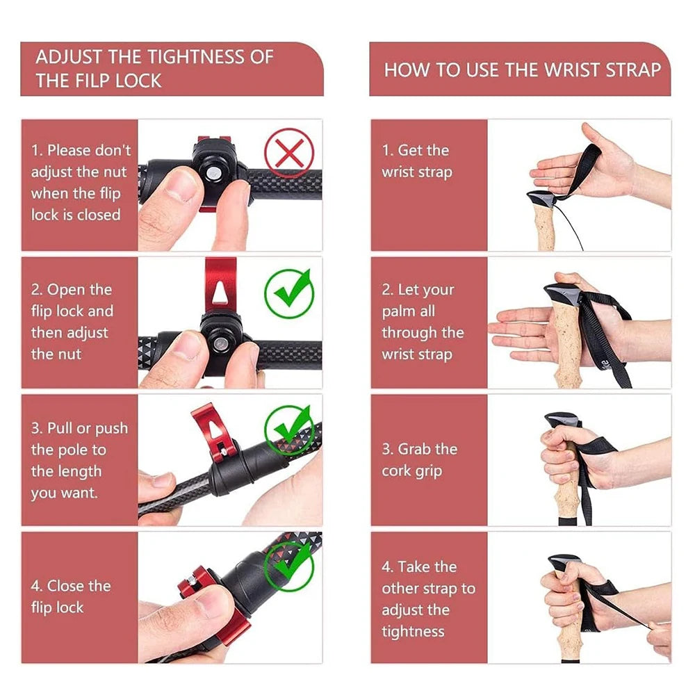 Naturehike Ultralight Carbon Fiber Trekking Poles Folding Telescopic