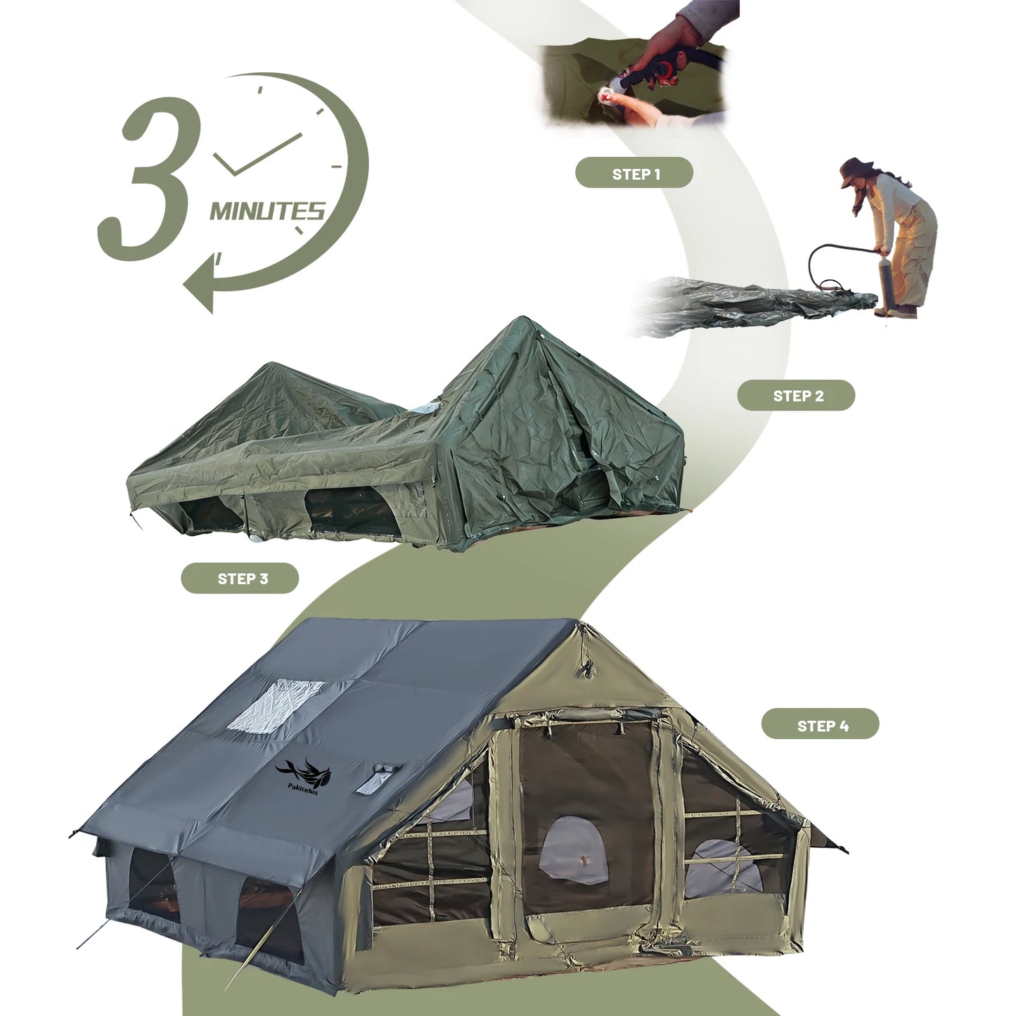 Inflatable Quick Setup Camping Tent Waterproof Family Tent Portable