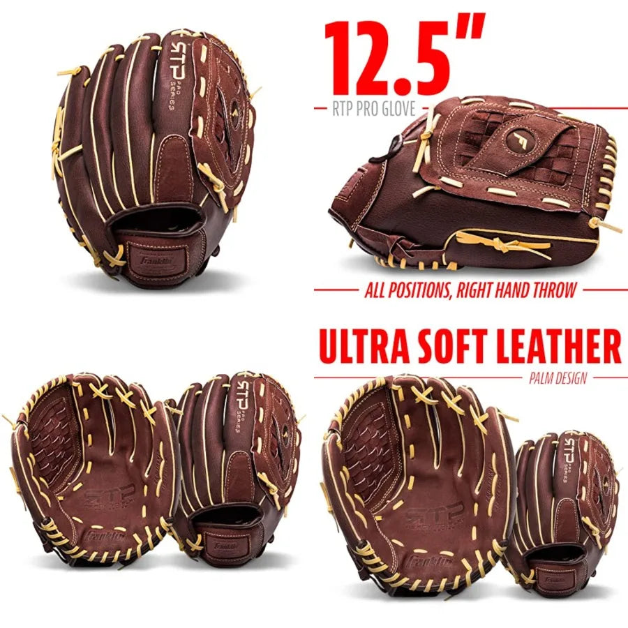 Baseball Gloves - RTP Pro Adult + Kids Baseball Mitt - Outfield + Infield Gloves，12.5" - Basket Web