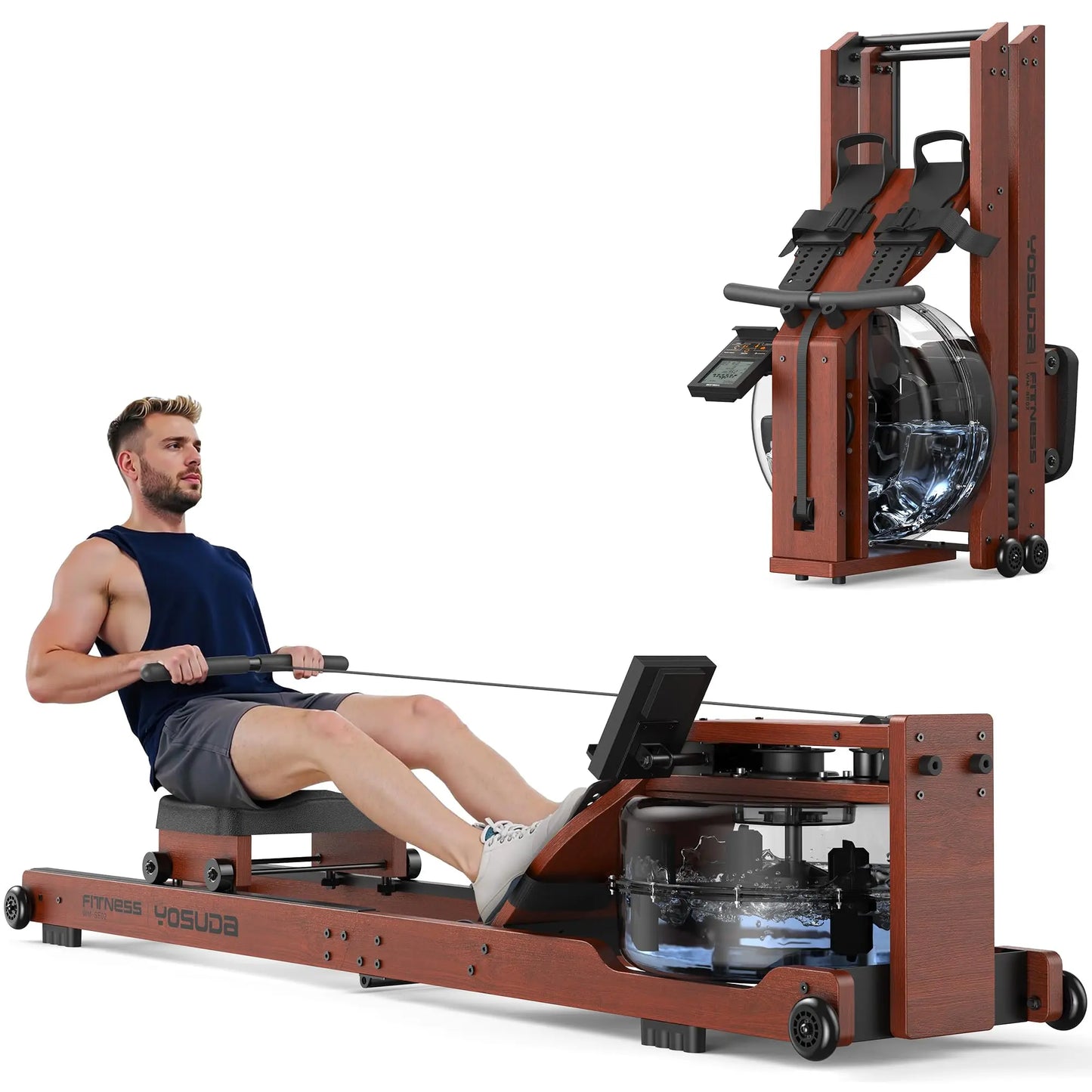 YOSUDA Water Rowing Machine For Home Use Foldable With Monitor