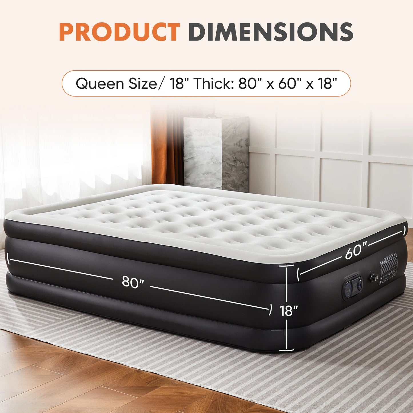 Air Mattress With Built In Pump Non Slip Bottom 660Lb