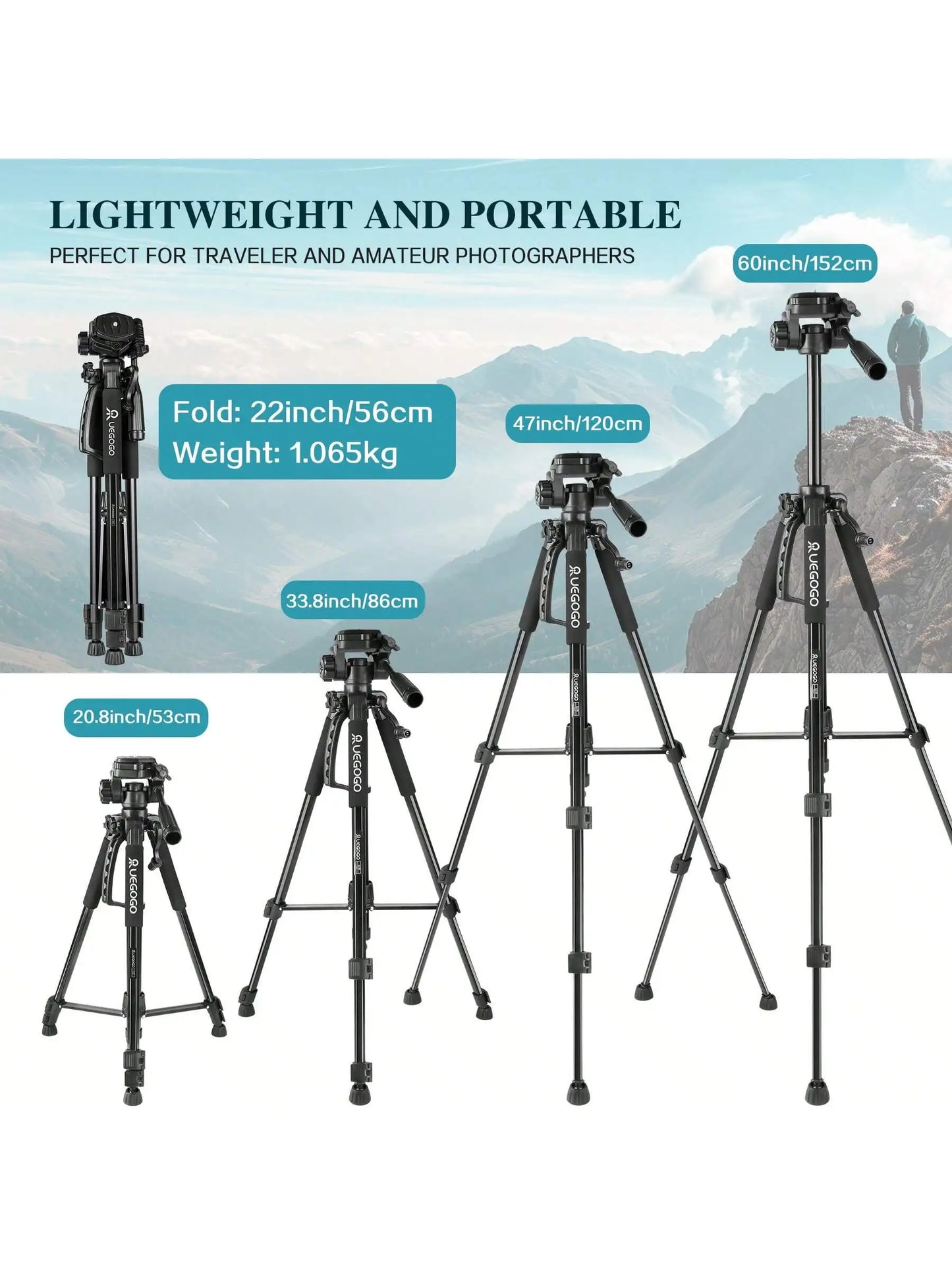Uegogo Professional Aluminum Camera Tripod Stand For Photography And Video