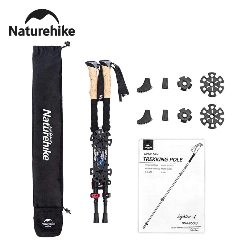 Naturehike Ultralight Carbon Fiber Trekking Poles Folding Telescopic