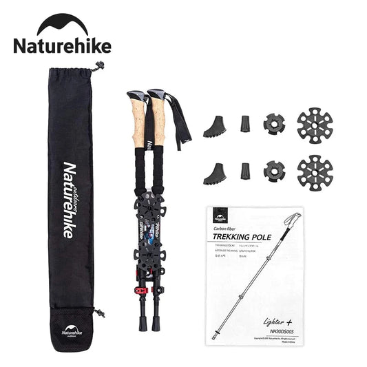 Naturehike Ultralight Carbon Fiber Trekking Poles Folding Telescopic