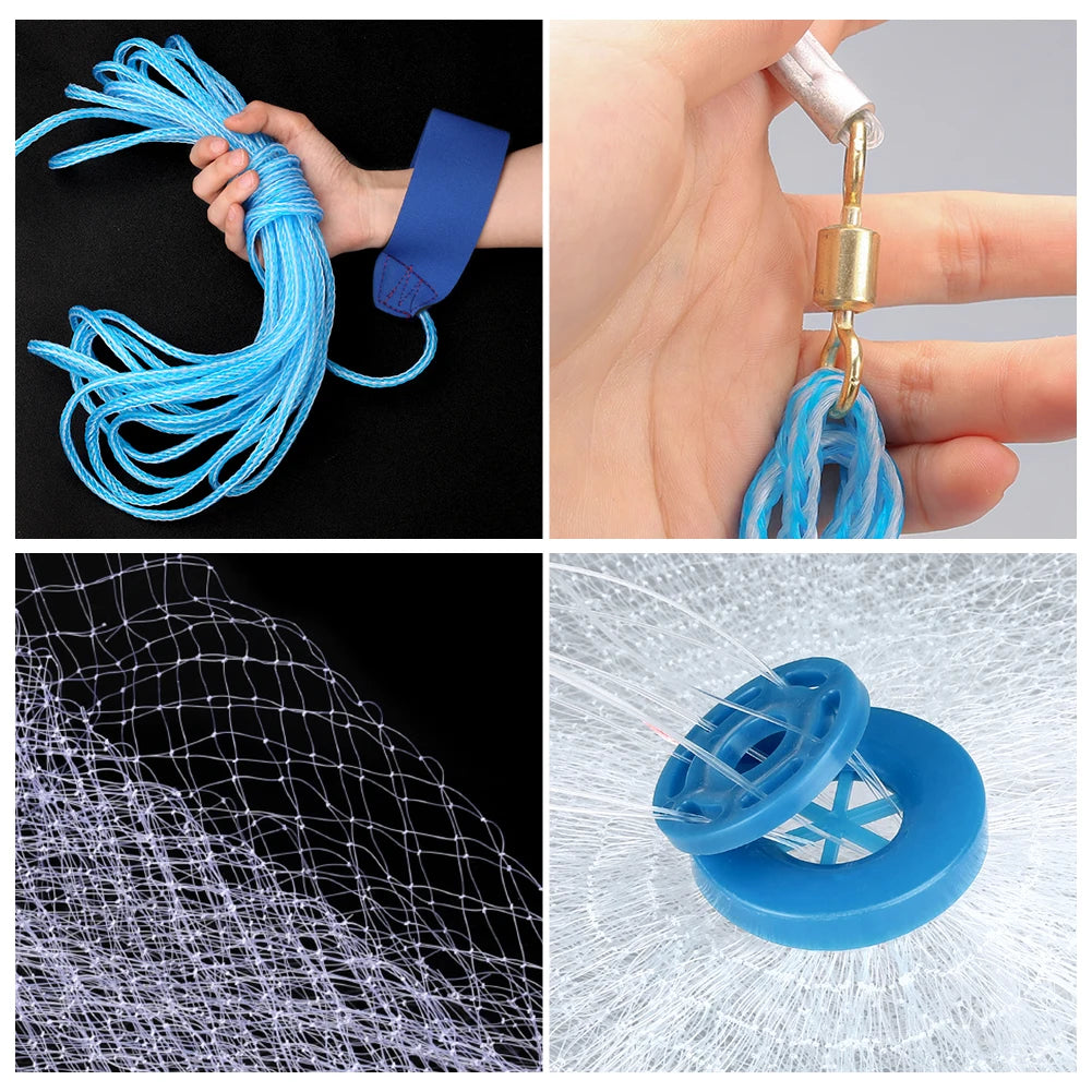 Saltwater Cast Net With Small Mesh Aluminum Sinker