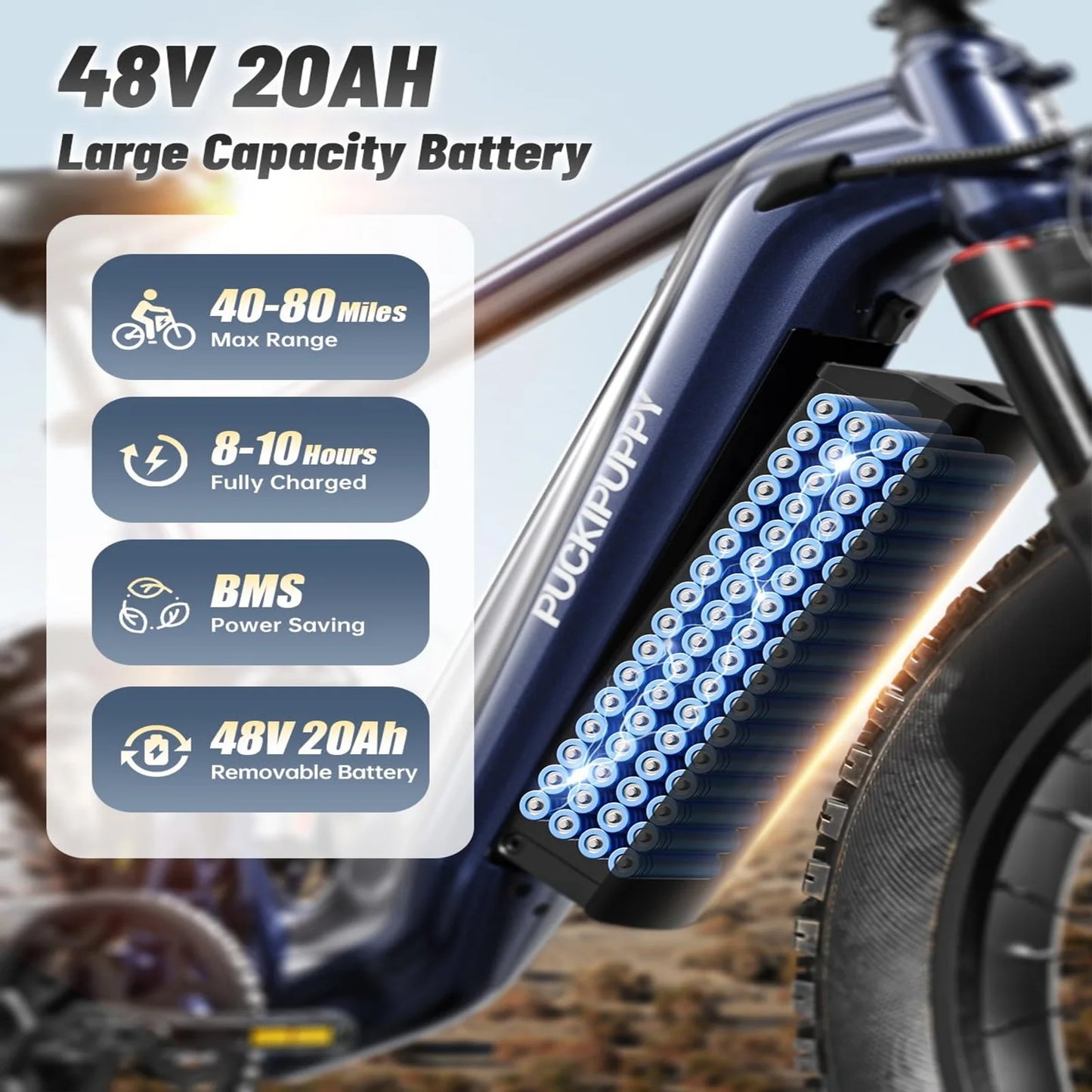 PUCKIPUPPY Dual Motor Electric Bike 1600W 48V 20Ah Torque Sensor