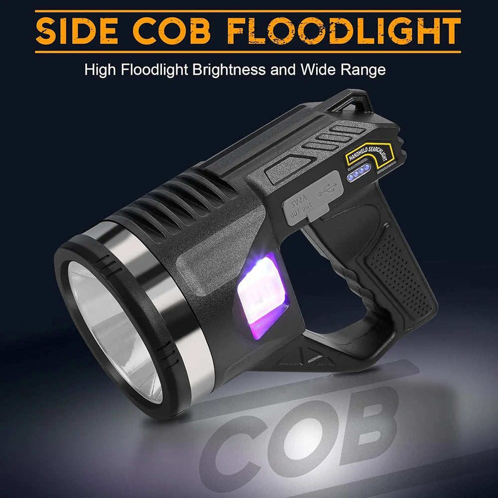 Rechargeable Spotlight LED Handheld Flashlight With Built In Power Bank