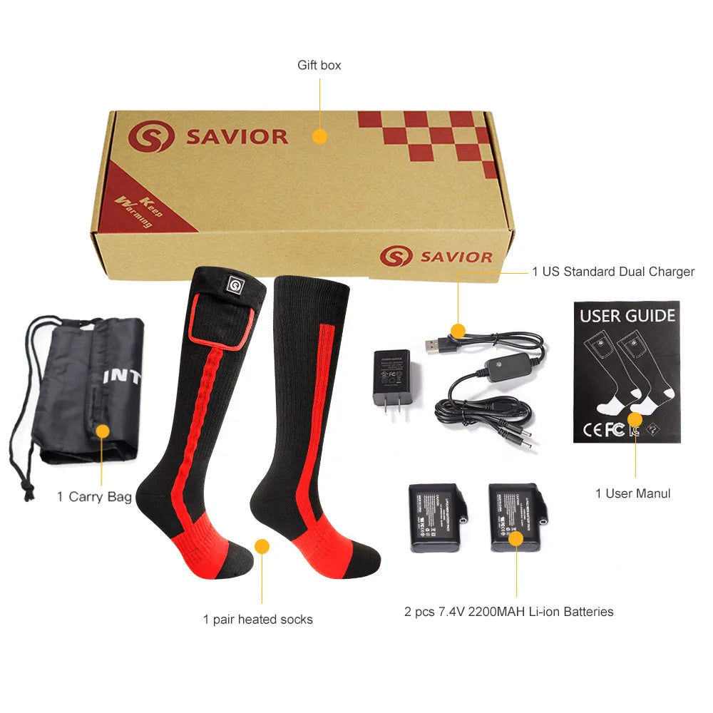 Snow Deer Rechargeable Heated Socks With 2200MAH Battery Pack