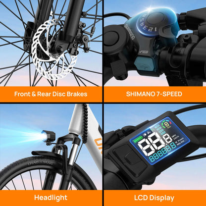 URLIFE Electric Commuter Bike 750W Brushless Motor 48V Removable Battery