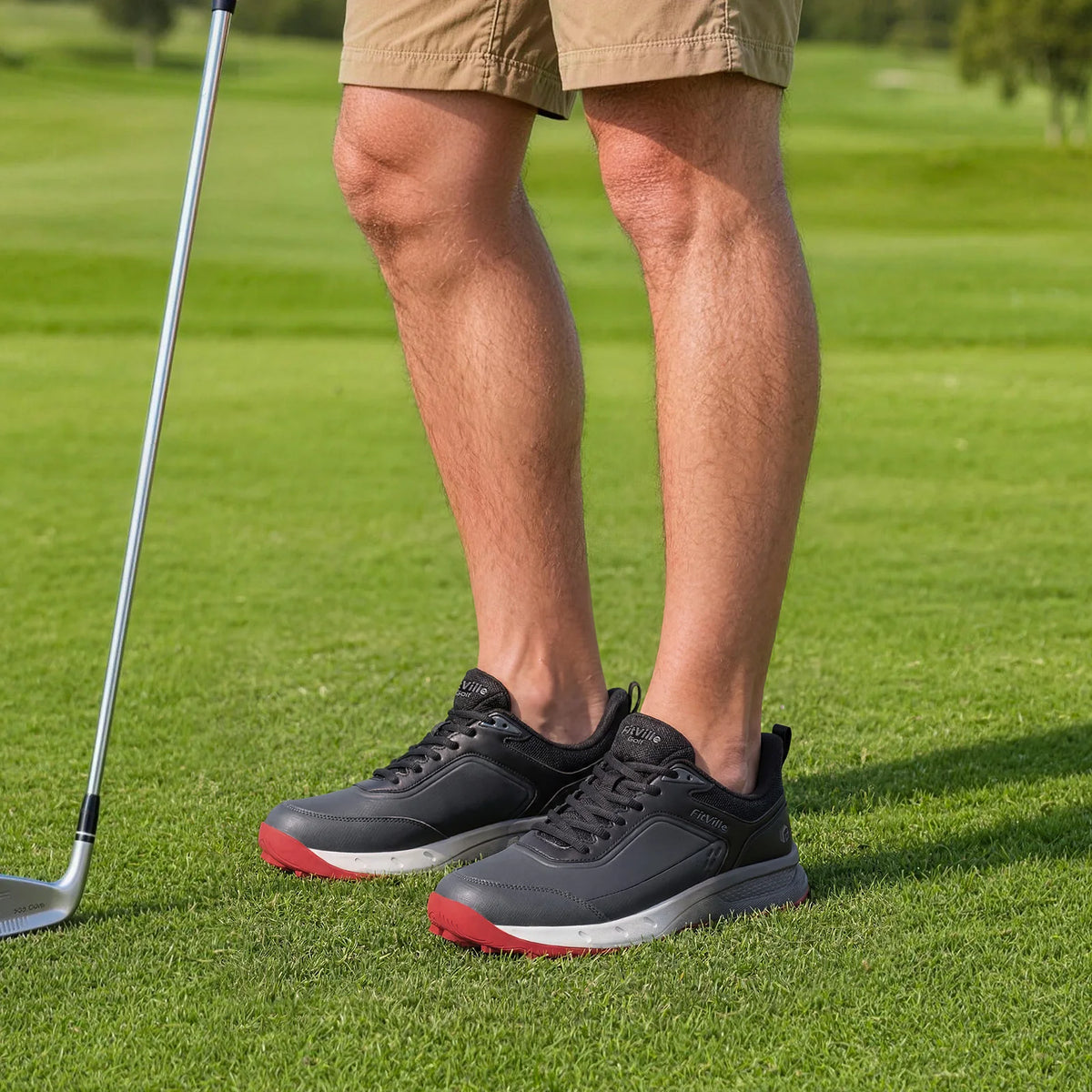 FitVille Men's Waterproof Spikeless Golf Shoes Arch Support Comfort