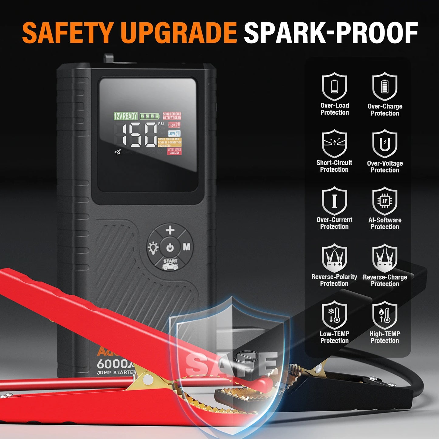 AdoreTrip 6000A Car Jump Starter With Air Compressor 150 PSI