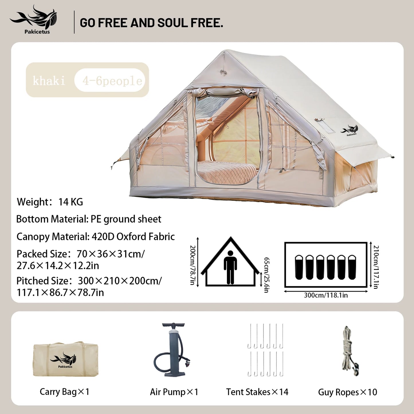 Inflatable Quick Setup Camping Tent Waterproof Family Tent Portable