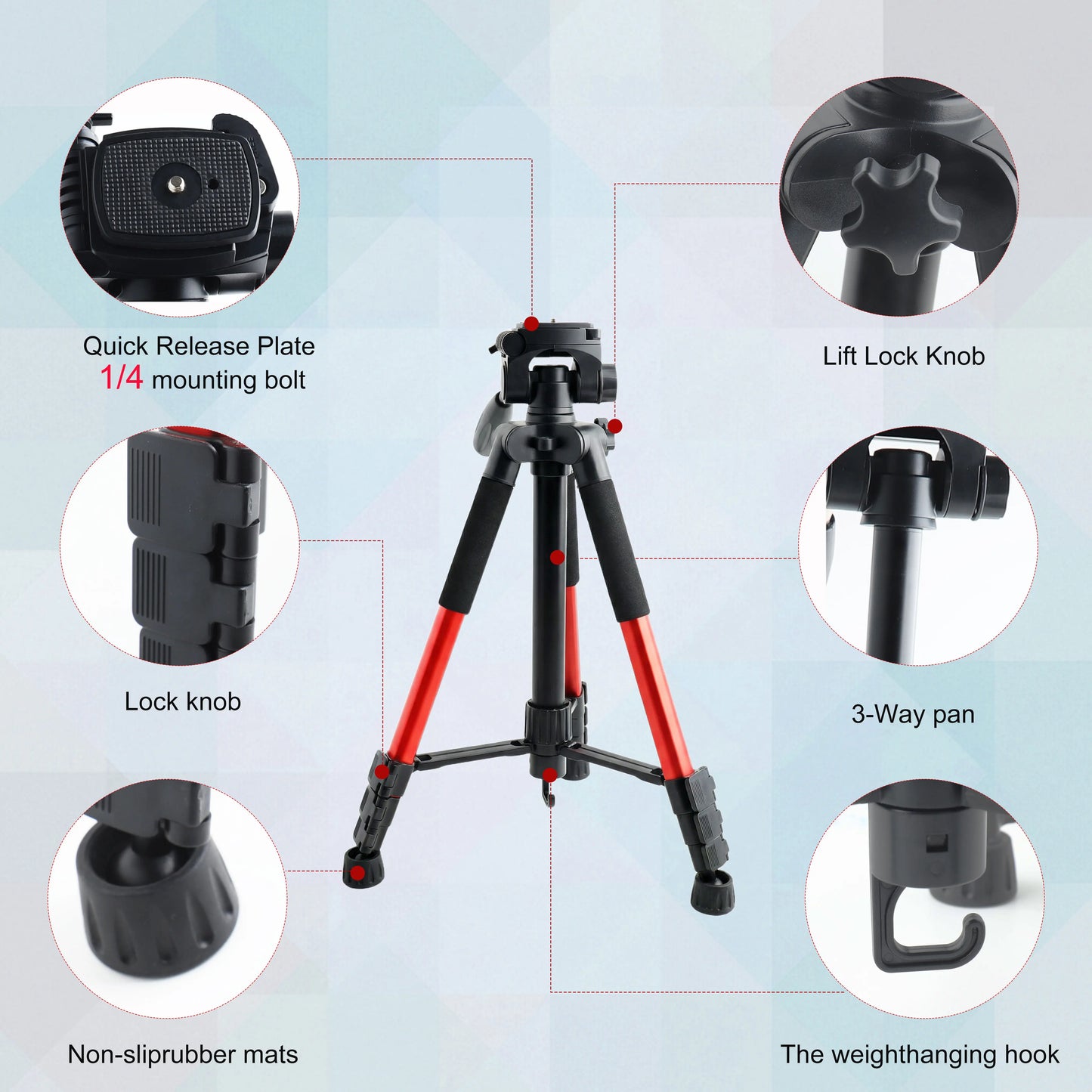 Heavy Duty 150cm Portable Camera Tripod, Universal for Phone & DSLR, Adjustable Stand with Phone Holder and Storage Bag for Outd