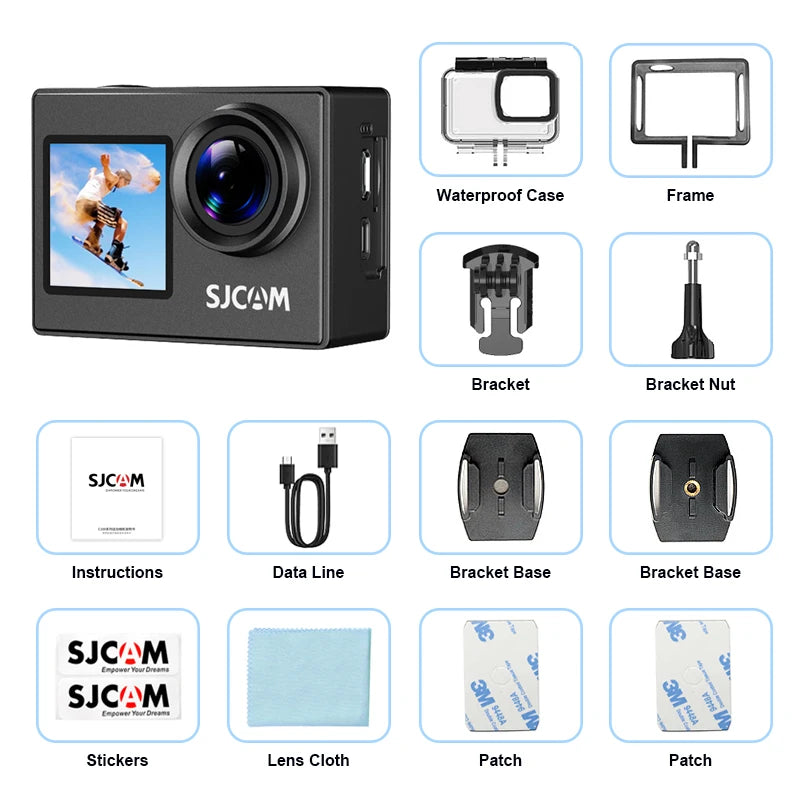 SJCAM SJ4000 Dual Screen 4K Action Camera Wireless Wifi H.264 Go To Sports Pro Cam Motorcycle Bicycle Connect to Ios Android APP