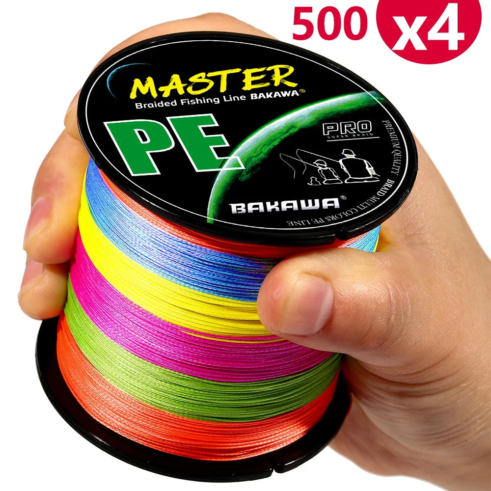 BAKAWA 4 Strands Fishing Line 500m 546yds Multicolour Braided PE Fishing Strong Fishing wire Multifilament Durable Fishing Line