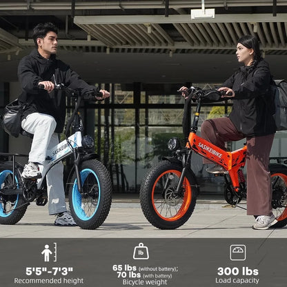 Folding Electric Fat Tire Bike 1500W Motor With Removable Battery