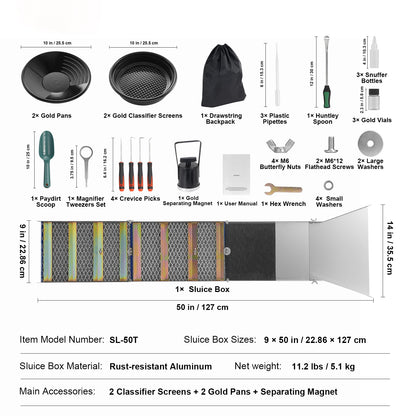 SucceBuy Gold Panning Kit With Sluice Box And Prospecting Accessories
