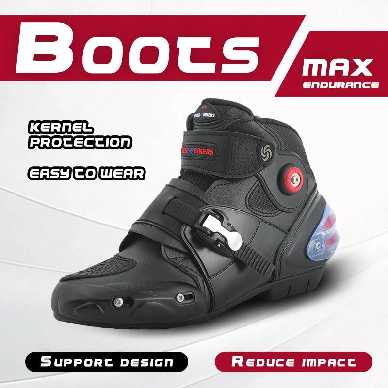 Men’s motorcycle shoes, breathable, casual leather boots for spring and summer, ankle shoes for men.