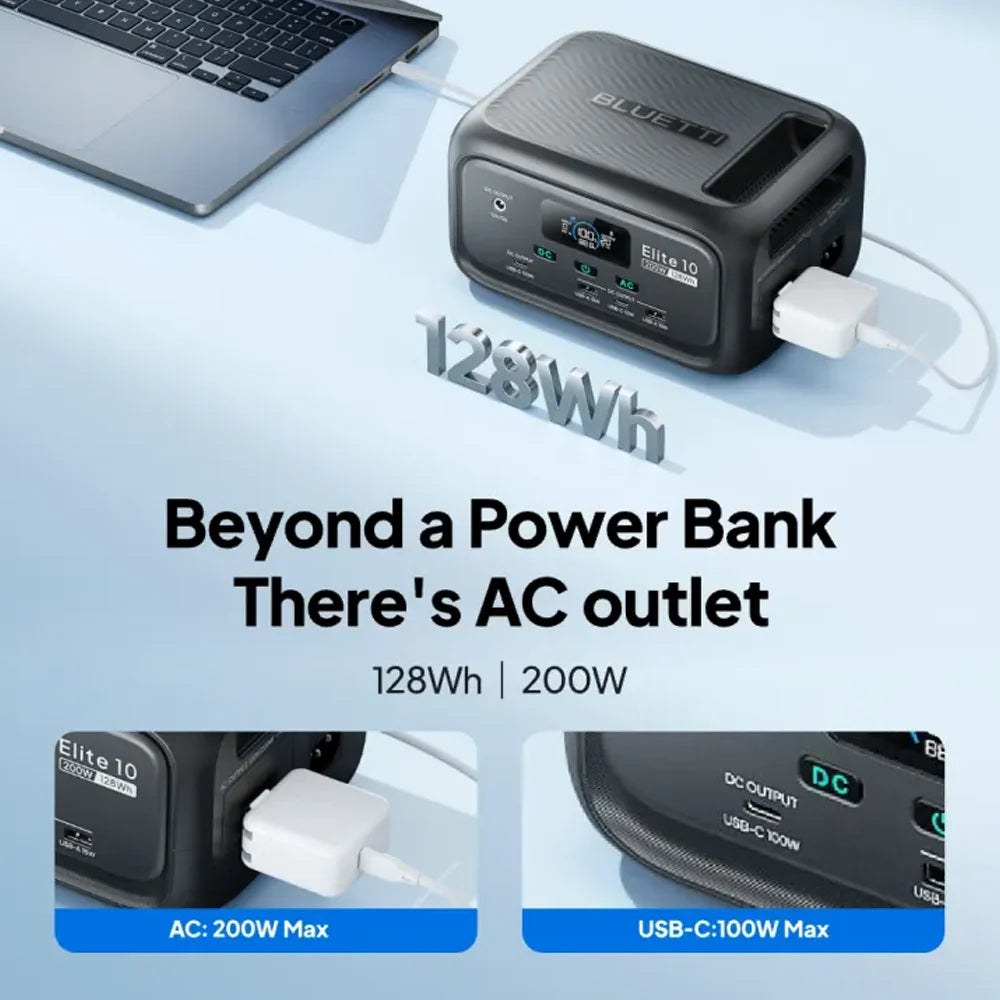 Bluetti Elite 10 128Wh LiFePO4 Portable Power Station