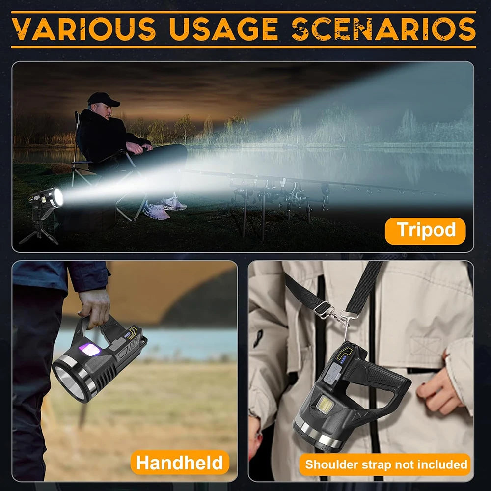 Rechargeable Spotlight LED Handheld Flashlight With Built In Power Bank