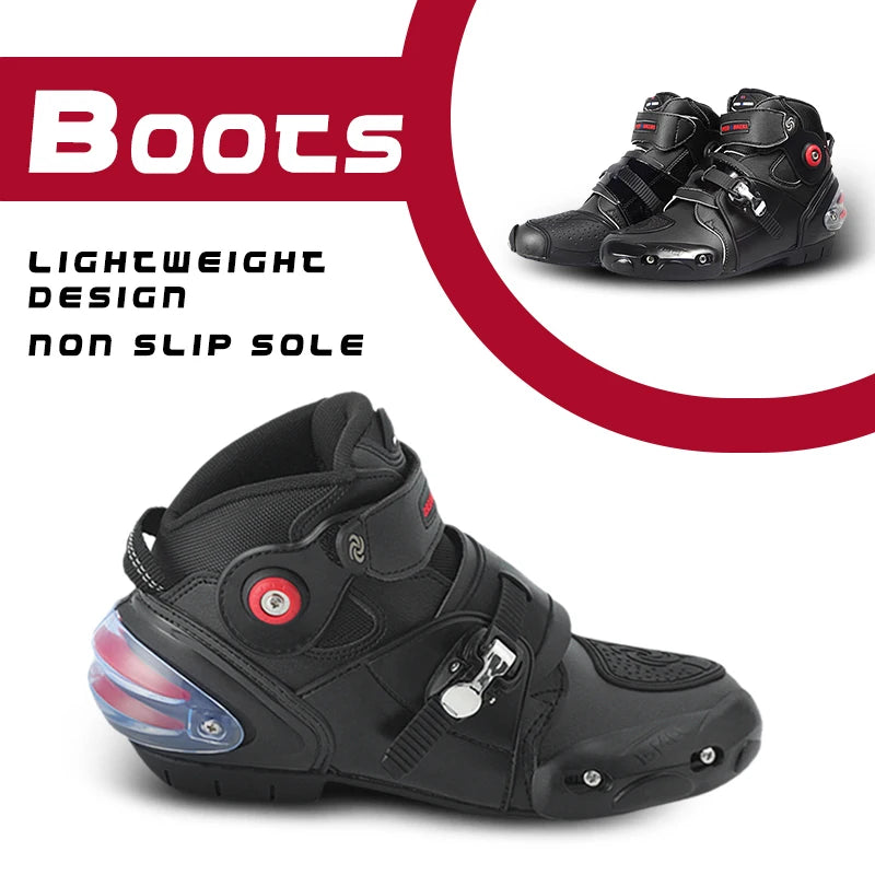 Men’s motorcycle shoes, breathable, casual leather boots for spring and summer, ankle shoes for men.