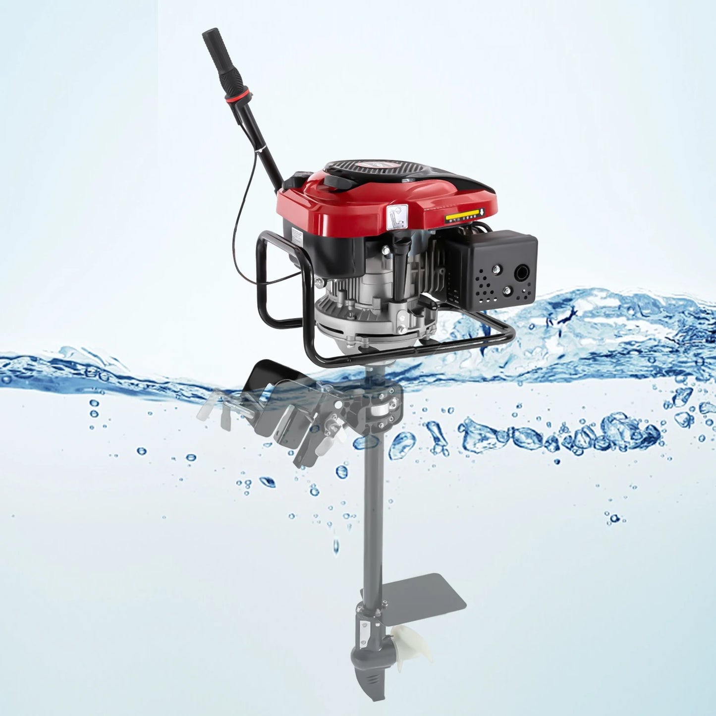 4 Stroke 8HP 196CC Outboard Motors Boat Engine Boat Motor, Air Cooling System, TCI Ignition System, Hand-Pull Recoil Start