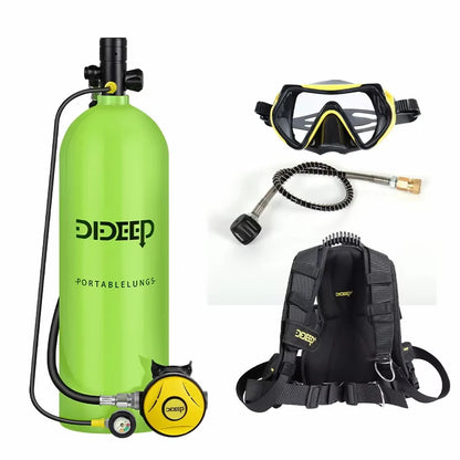 DIDEEP 4L Mini Scuba Diving Tank Set, Up to 40-60Mins Underwater Diving Time, Easy to Use Lung Bottle. Portable Diving Cylinder