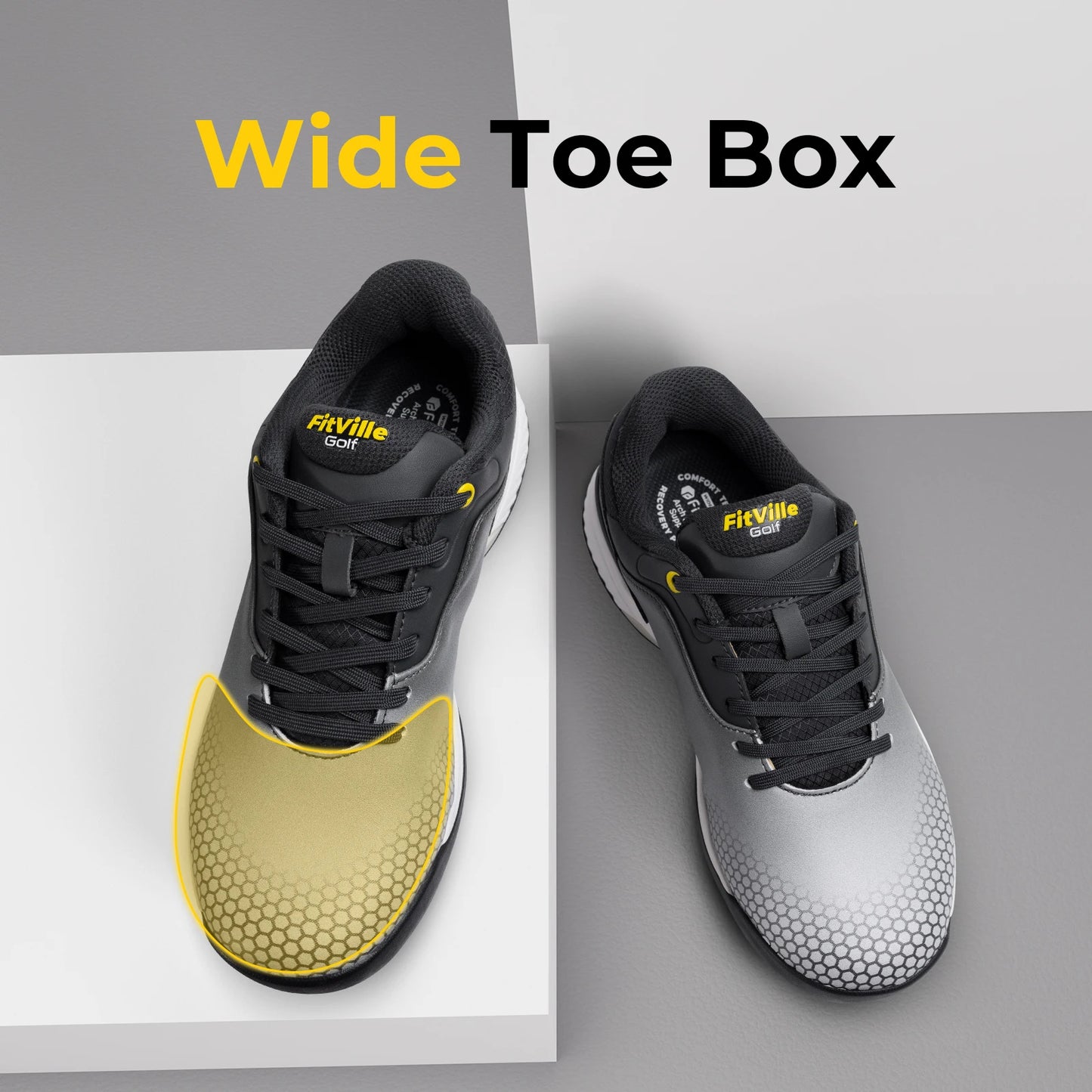 Fitville Mens Wide Golf Shoes Non Slip Comfort Swollen Feet