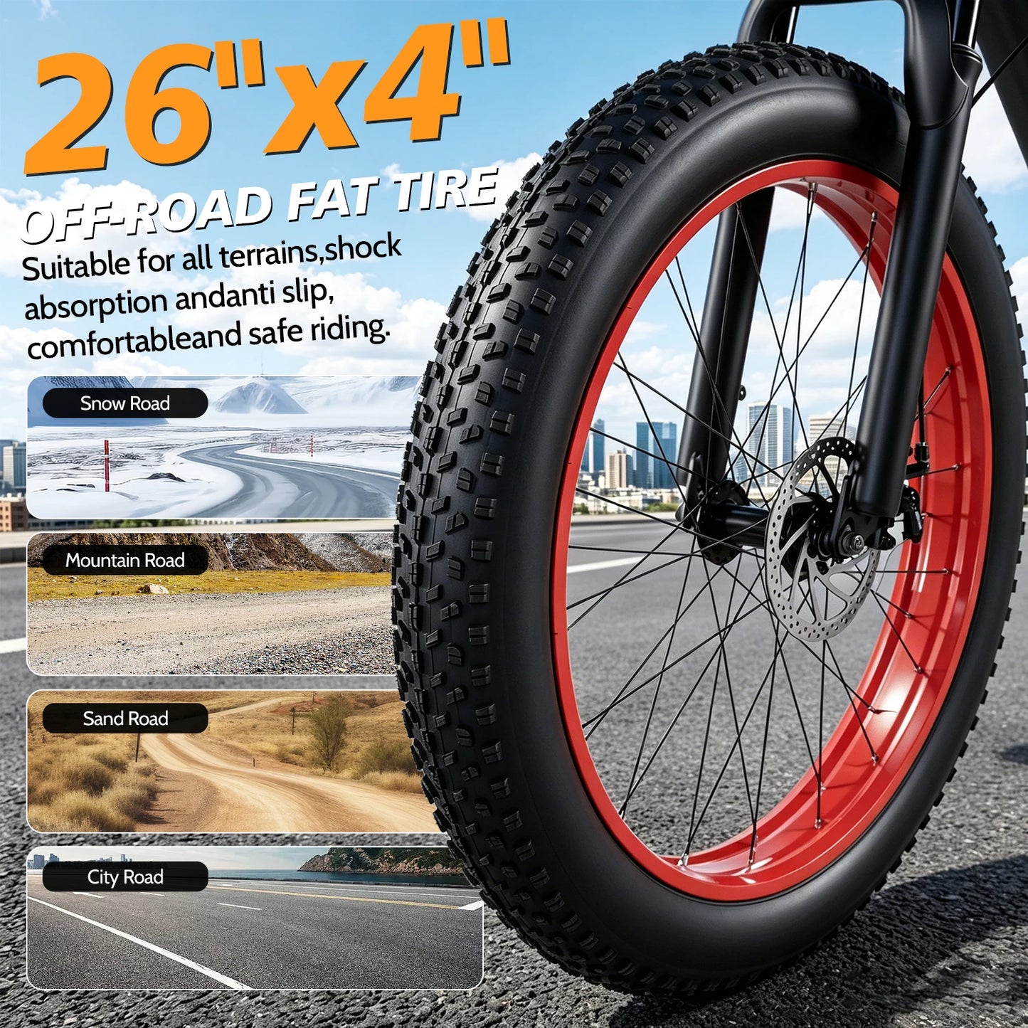 Electric Bike, 1500W Peak Ebikes for Adults, 26'' Fat Tire Best Ebike for Men Women, 60 Miles with 840Wh Battery, 34 MPH Max Speed Bicycles, 330LB Capacity