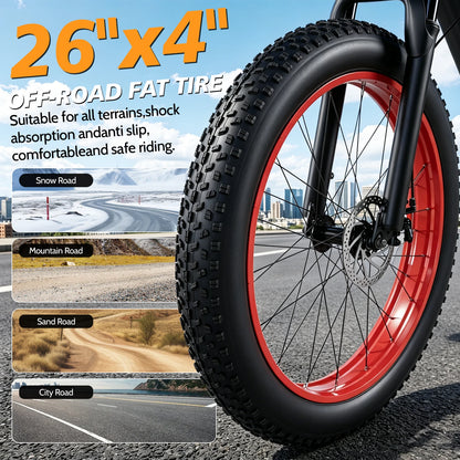 Electric Bike, 1500W Peak Ebikes for Adults, 26'' Fat Tire Best Ebike for Men Women, 60 Miles with 840Wh Battery, 34 MPH Max Speed Bicycles, 330LB Capacity