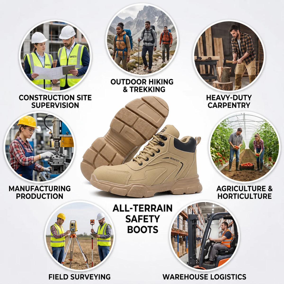 Impact Resistant Steel Toe Safety Boots For Construction Labor