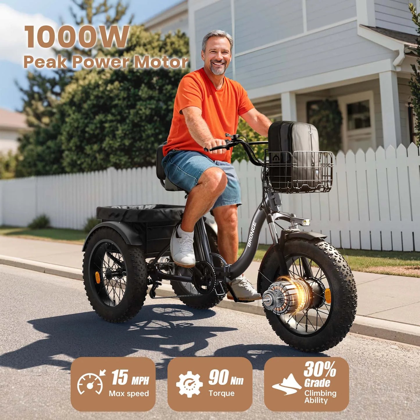 QRONGE Lava Electric Tricycle Folding Fat Tire Trike