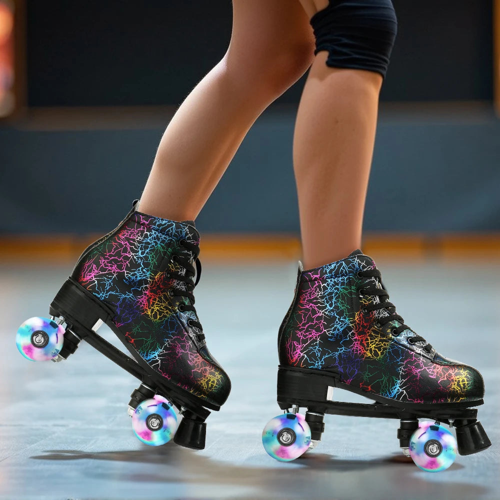 YYW Flashing Quad Roller Skates For Adults Women Men Outdoor