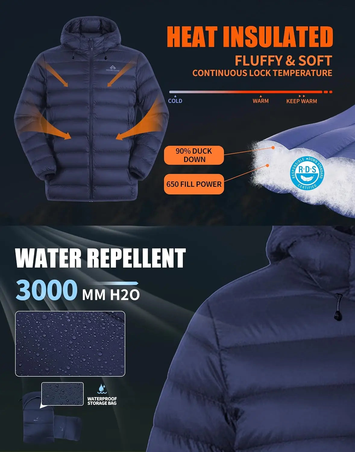 Pioneer Camp Men Lightweight Packable Down Puffer Jacket