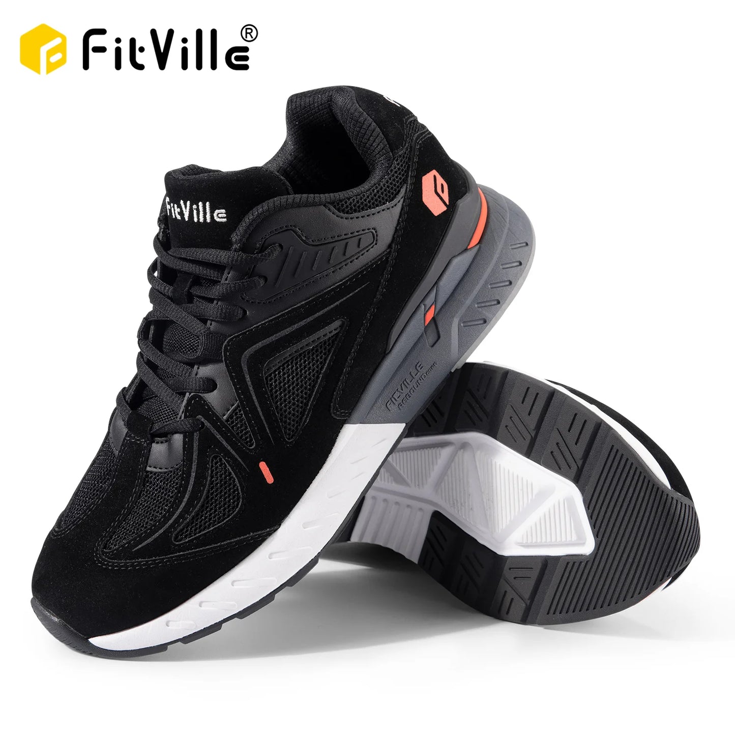 Fitville Men Lightweight Walking Shoes With Arch Support And Heel Relief