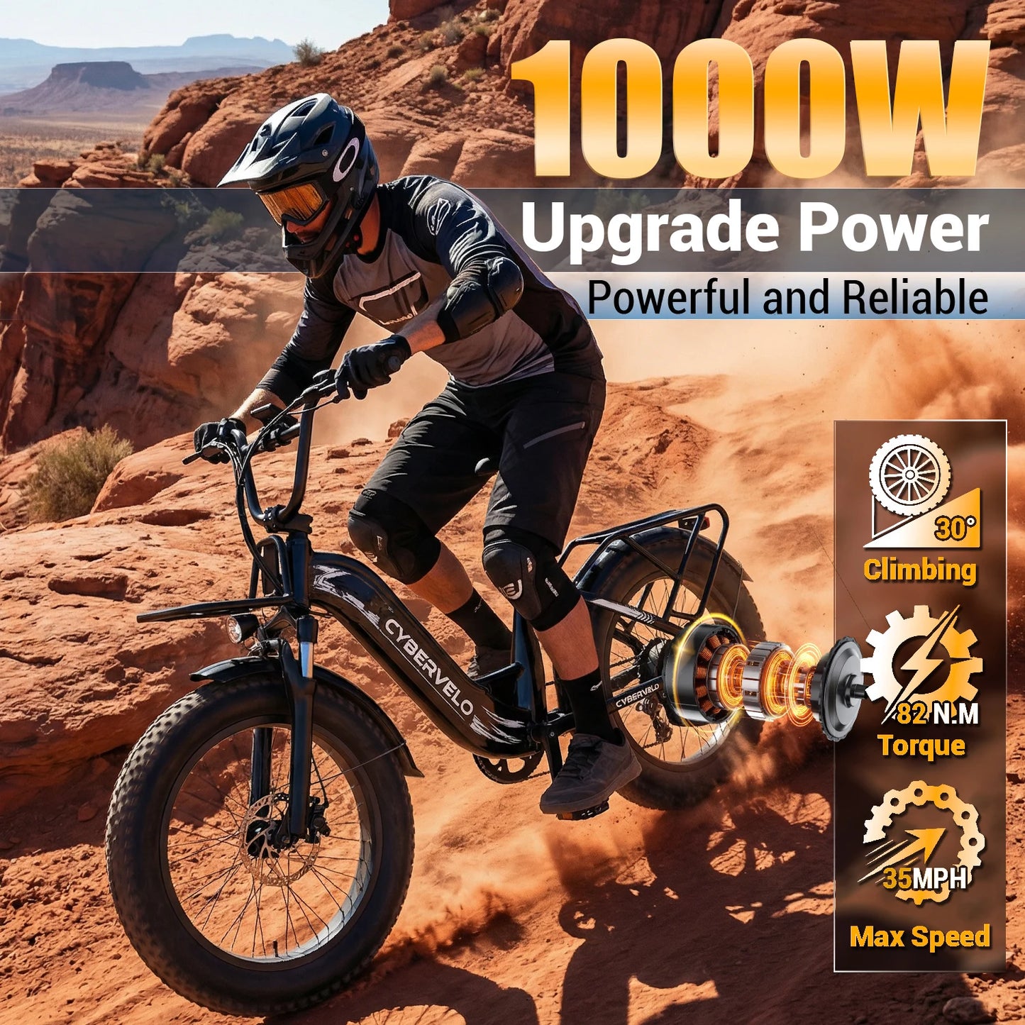 Cybervelo EK8 1000W Electric Bike 48V 20Ah Fat Tire
