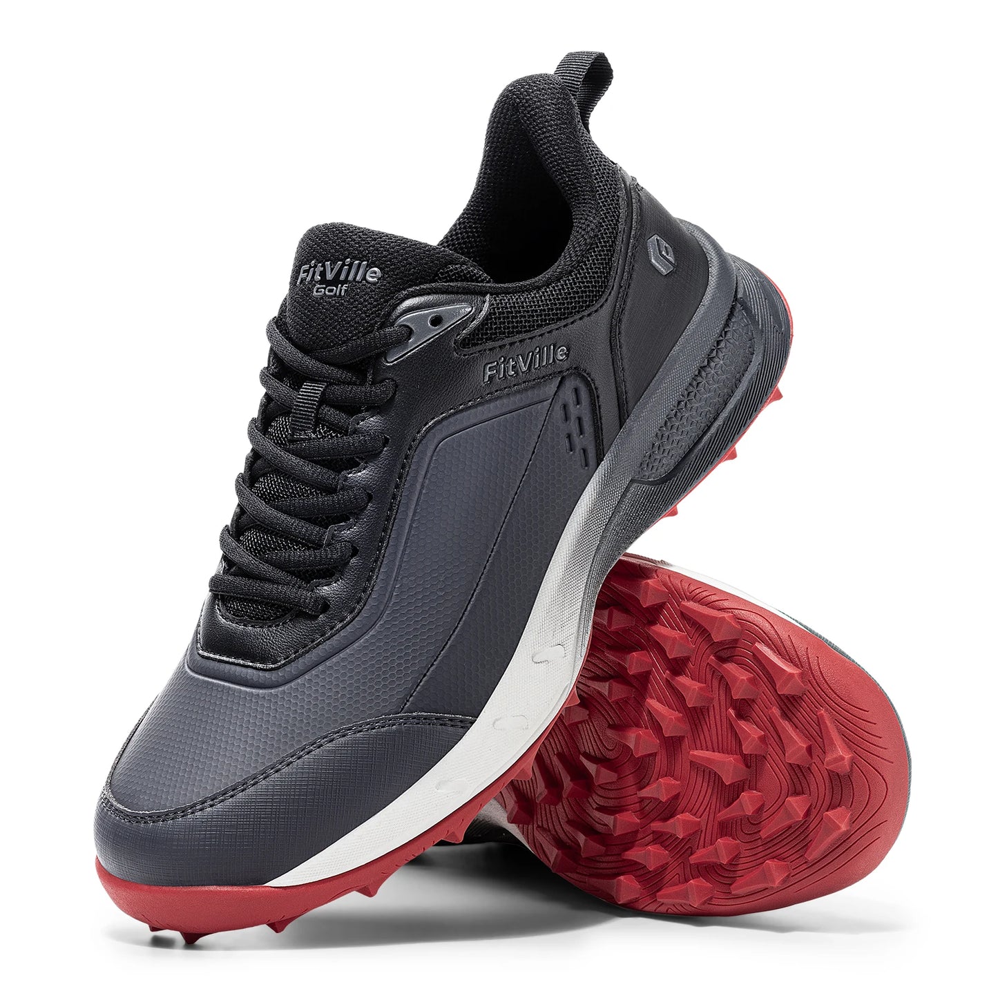 FitVille Men's Waterproof Spikeless Golf Shoes Arch Support Comfort