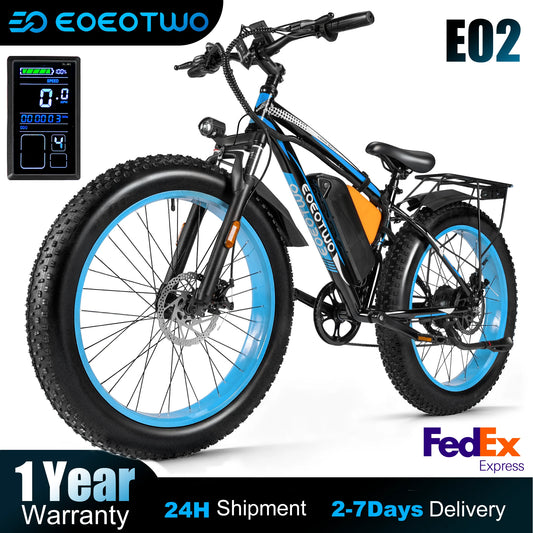 EOEOTWO 1500W Fat Tire Electric Bike 70 Mile Range