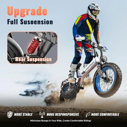 Folding Electric Fat Tire Bike 1500W Motor With Removable Battery