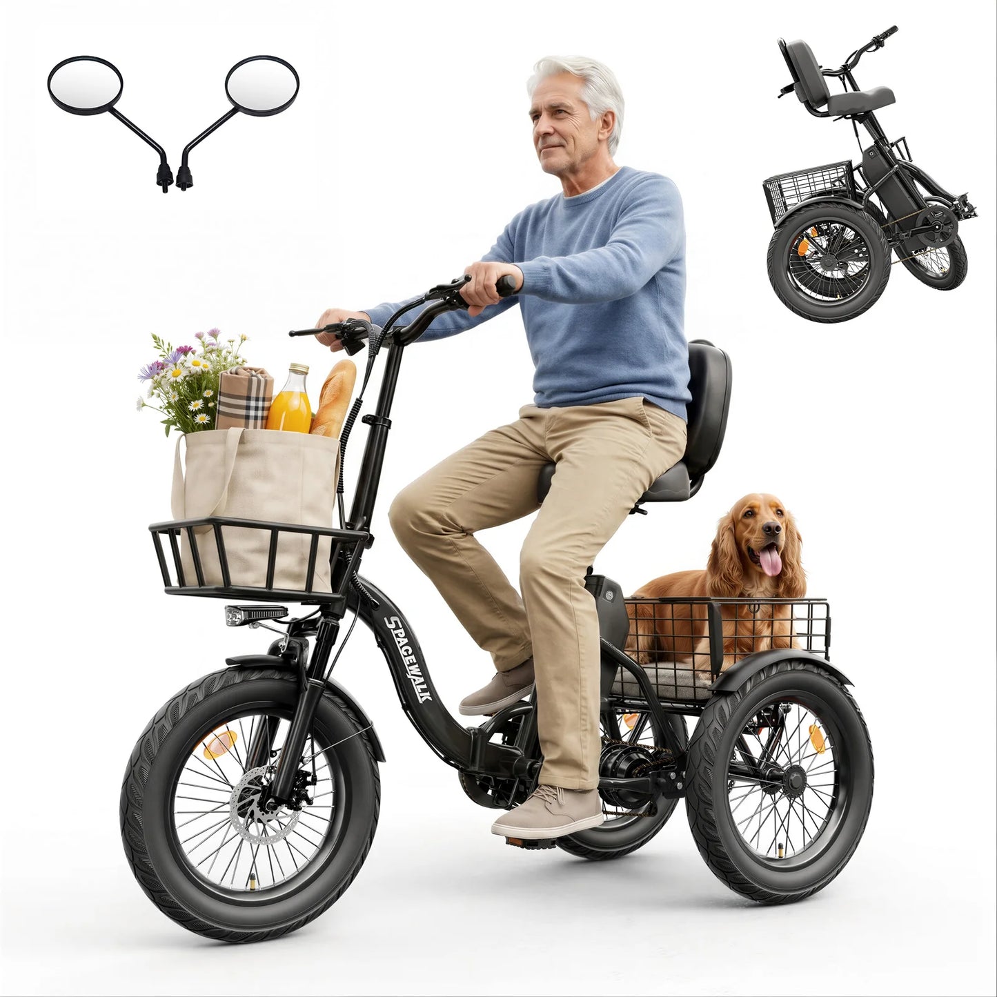 Eilleo Spacewalk Folding Electric Trike With 1200W Motor