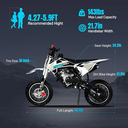 58cc Gas Powered Dirt Bike For Kids 4-Stroke Mini Pit