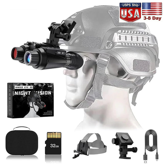GOYOJO Head Mounted Night Vision Goggles 8X Zoom 32GB Card