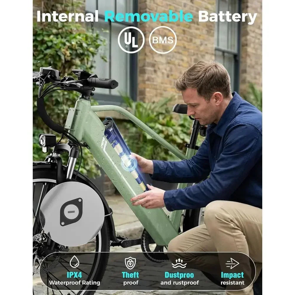 Electric Bike 1200W Motor, 28 MPH, 50 Mile Range, 7-Speed