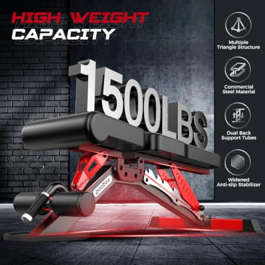 Adjustable Weight Bench For Home Fitness Incline Decline 1500 Lbs